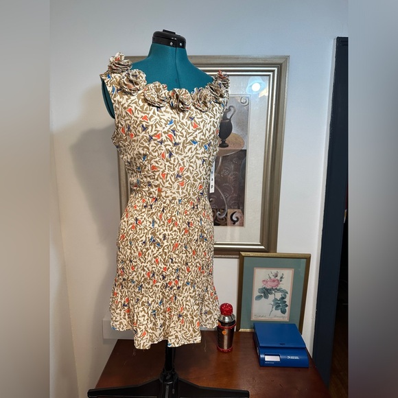 SNAP Women’s Floral Bird Lined Sleeveless Ruffle-Neckline Dress Size XL - Picture 2 of 11